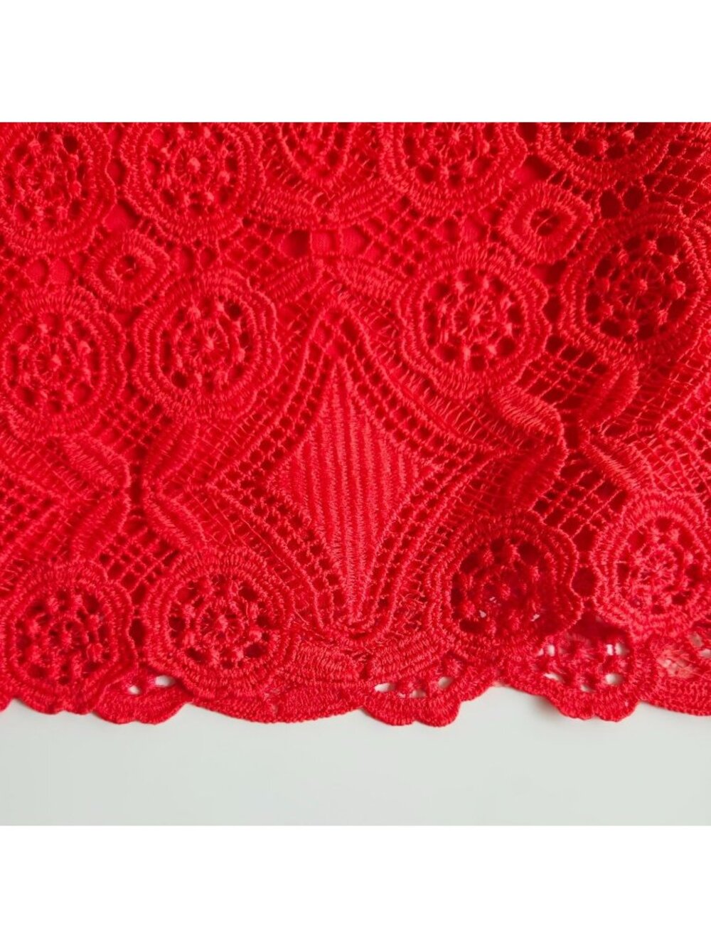 Hollister Lace Mini Skirt Size 7 Teen Women's Red A Line California Casual - Picture 8 of 12
